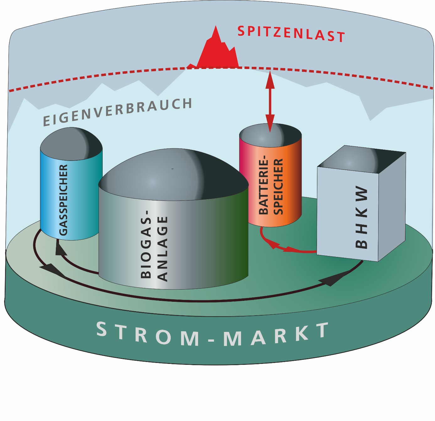 Das Projekt BioBatSys kombiniert Biogasanlagen mit Batteriespeichern: Batterien können kurzfristig sehr hohe Leistungen zur Verfügung stellen, während Biogasanlagen mit einer höheren mechanischen Trägheit versehen sind, dafür aber über einen im Vergleich zu Batterien längeren Zeitraum Energie speichern und bedarfsgerecht abrufen können. Ziel ist es, mit dieser Kombination einerseits neue Vermarktungswege zu erschließen und andererseits den Eigenverbrauch zu optimieren. 