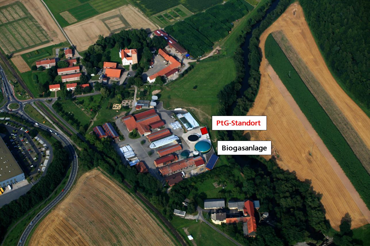 Standort für die 50 kW-Anlage im Technikumsmaßstab: Biogasforschungsanlage des Hessischen Biogasforschungszentrum HBFZ auf dem Landwirtschaftszentrum Eichhof in Bad Hersfeld