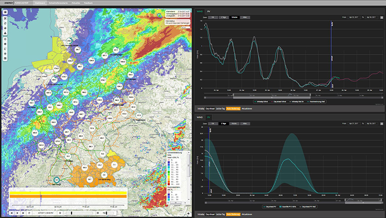 »EnergyForecaster«: Using a demo-platform with an interactive, high spatial resolution map, grid operators can test the new forecast models. The transition to a permanent online operation should be carried out gradually in the next few months.